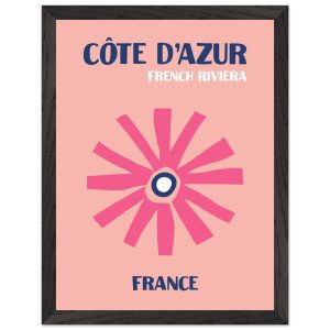 Artfulprints Poster met Lijst Frankrijk – Cote d'Azur – 30×40 cm – Roz