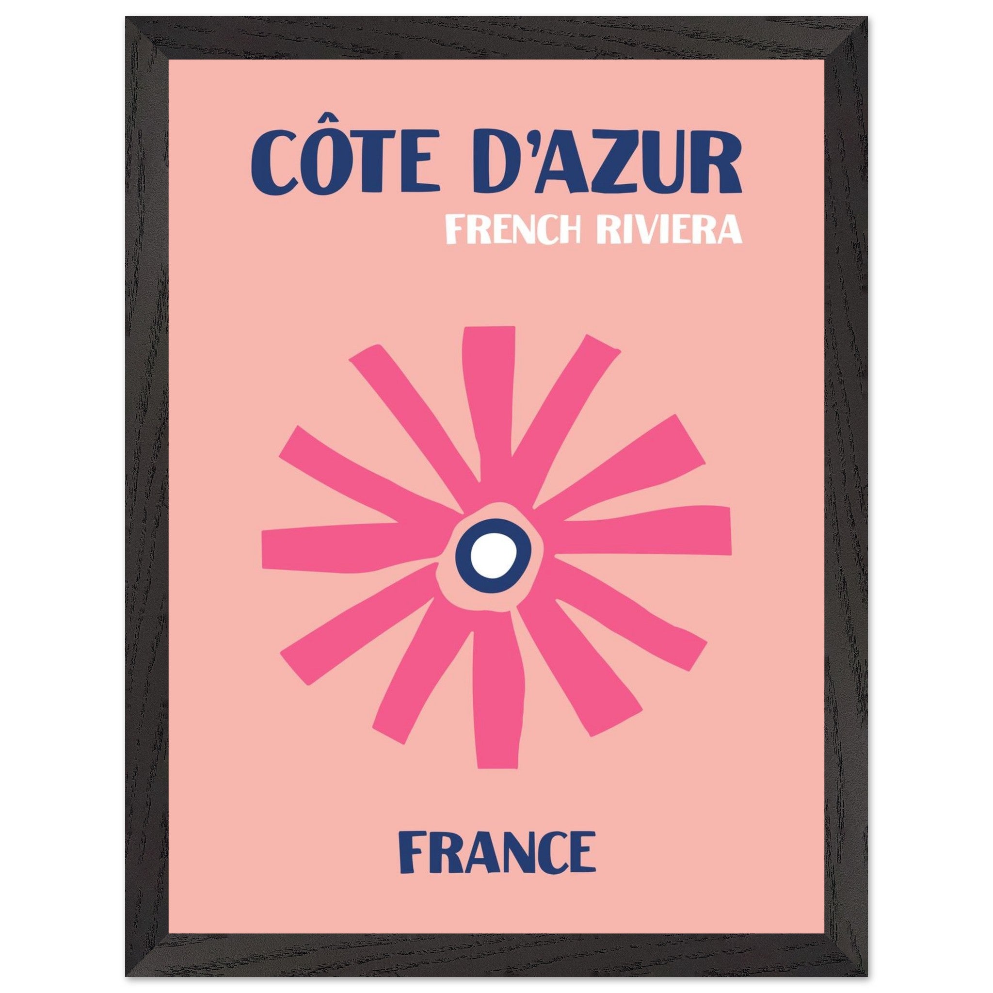 Artfulprints Poster met Lijst Frankrijk - Cote d'Azur - 30x40 cm - Roz