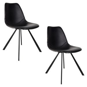 Dutchbone Franky Eetkamerstoelen Zwart – Set van 2 Dutchbone Franky Eetkamerstoelen Zwart – Set van 2