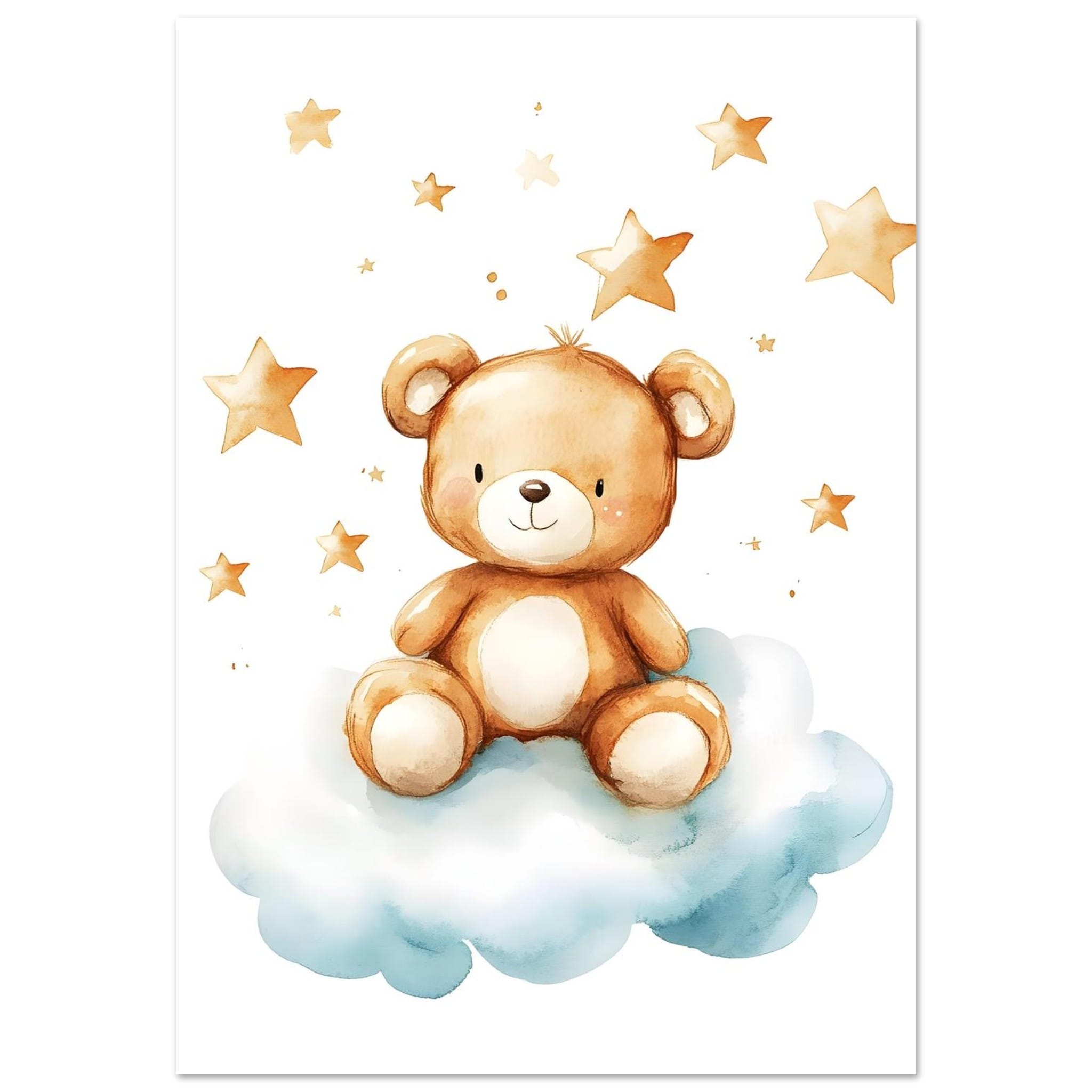 Artfulprints Poster Knuffelbeer in de sterren - 70x100 cm - Bruin