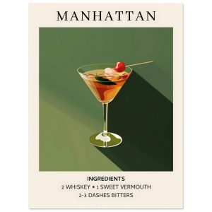 Artfulprints Poster Manhattan cocktail – Ingrediënten – 30×40 cm – Gro Artfulprints Poster Manhattan cocktail – Ingrediënten – 30×40 cm – Gro
