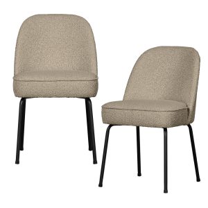 WOOOD eetkamerstoelen Vogue – Bouclé – Beige – Set van 2