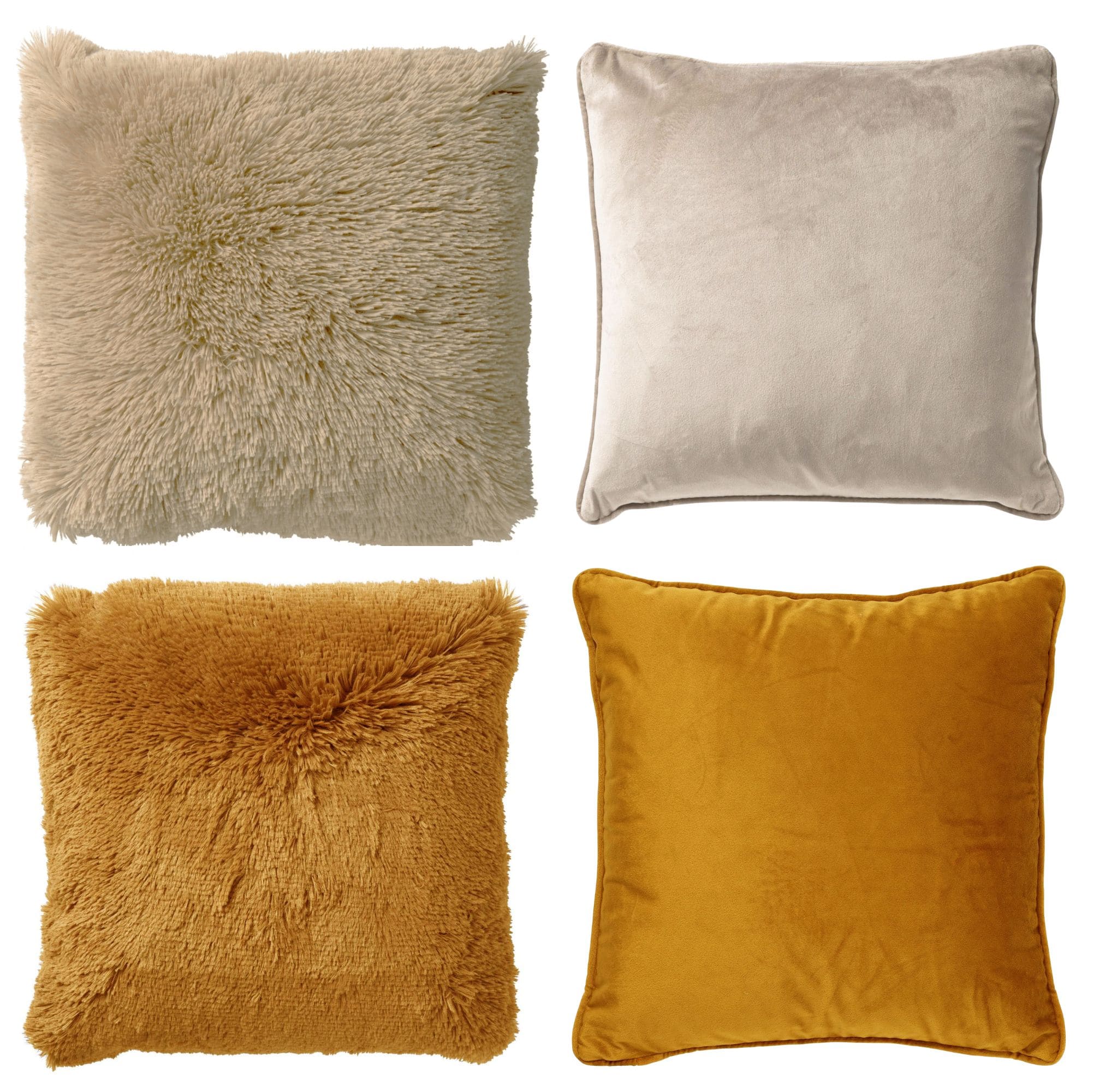 KUSSENSET - 4-delig - Fluffy & Velvet - 45x45 cm - inclusief binnenkus