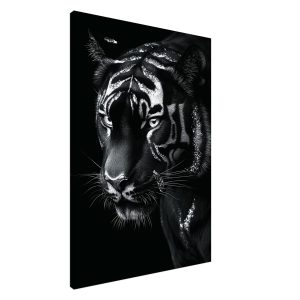 Artfulprints Canvas Tiger portrait canvas – 80×120 cm – Zwart / Wit Artfulprints Canvas Tiger portrait canvas – 80×120 cm – Zwart / Wit