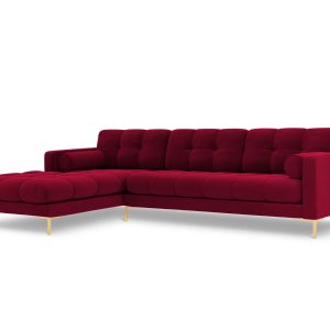 Cosmopolitan Design linker hoekbank Bali 5-zits, flueel, rood – 185×29 Cosmopolitan Design linker hoekbank Bali 5-zits, flueel, rood – 185×29