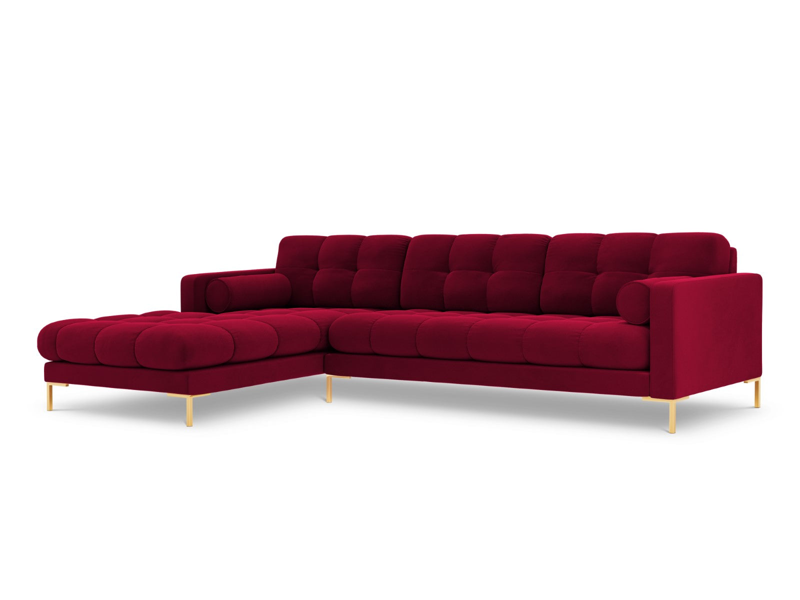Cosmopolitan Design linker hoekbank Bali 5-zits, flueel, rood - 185x29