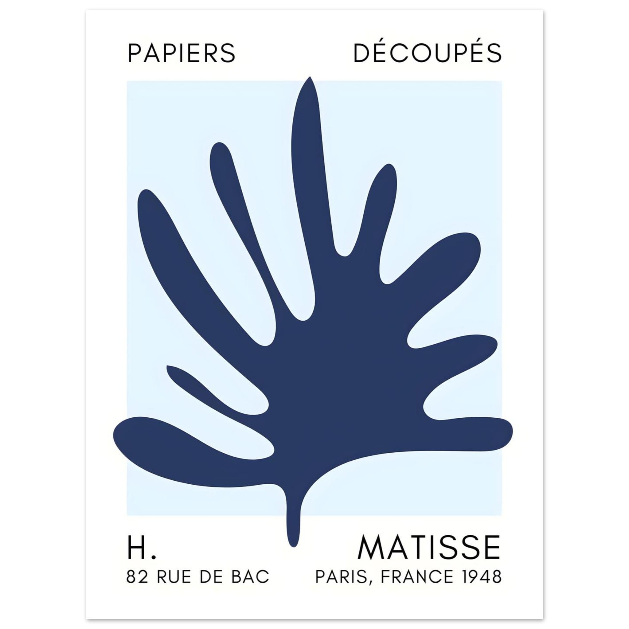 Artfulprints Poster Matisse – Coral drift navy blue I - 30x40 cm - Bla