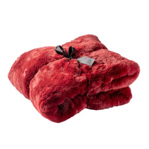 ZINZI – plaid 140×180 cm – bontlook – effen kleur – Merlot – rood