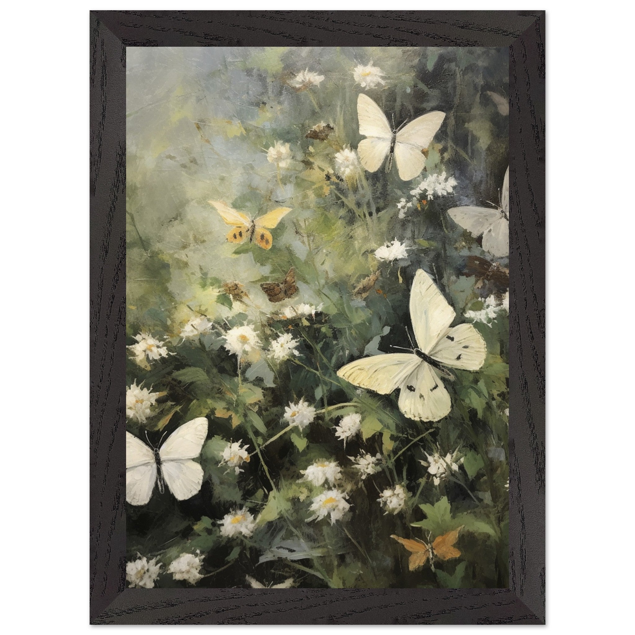 Artfulprints Poster met Lijst Butterflies in flowerfield - A4 21x29.7