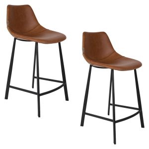 Dutchbone Franky Barkrukken rugleuning 65 cm Bruin – Set van 2 Dutchbone Franky Barkrukken rugleuning 65 cm Bruin – Set van 2