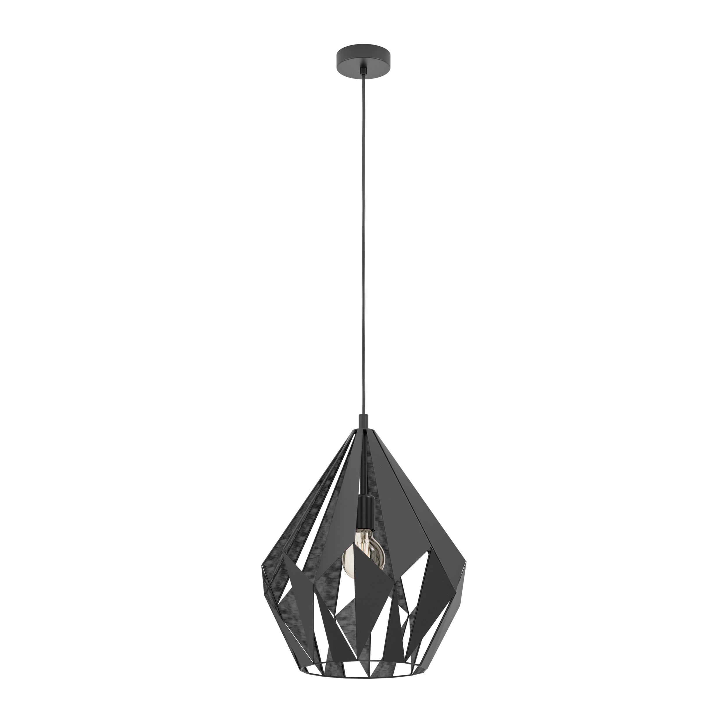 EGLO hanglamp Carlton 1 - e27 - 1-lichts - zwart/zilverkleurig