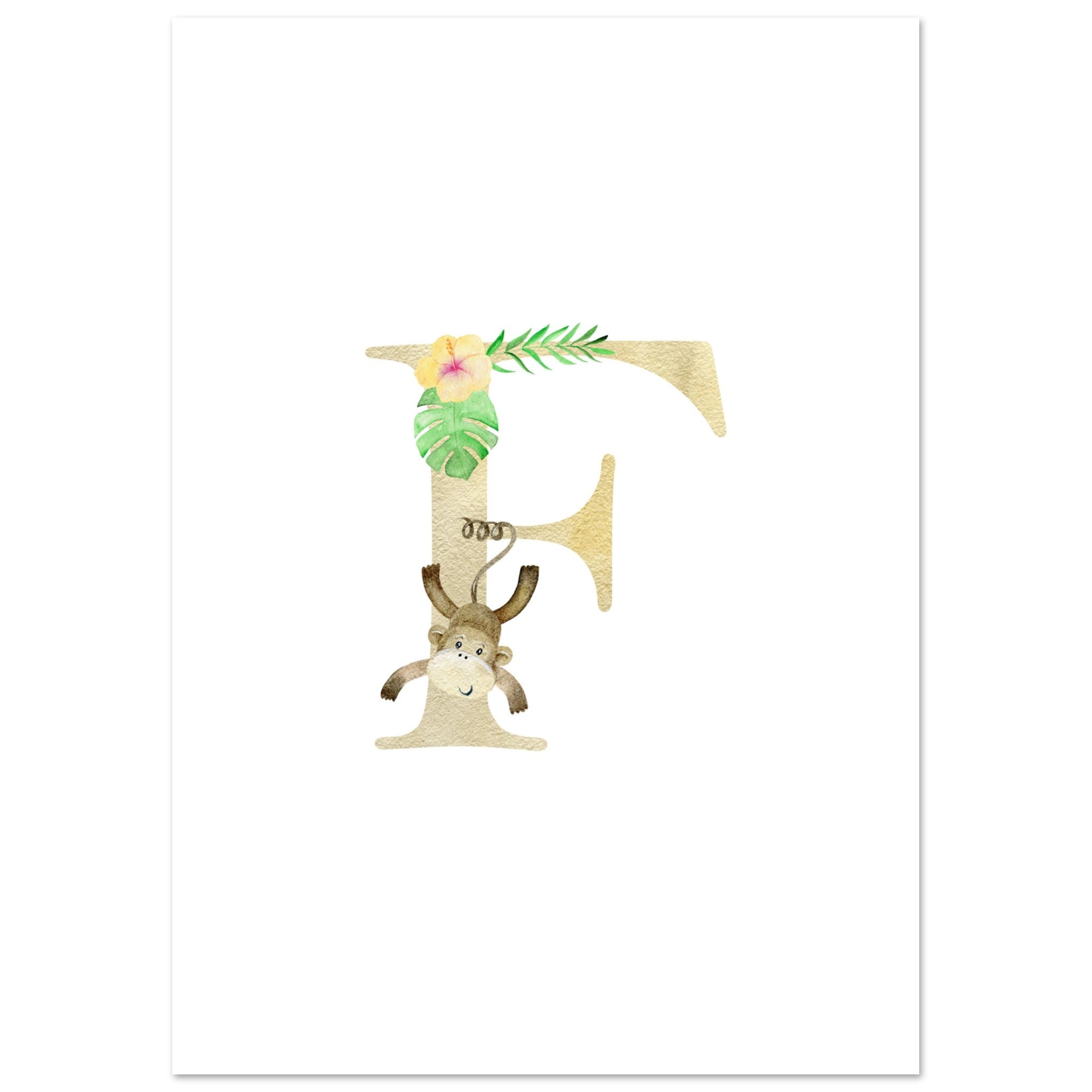 Artfulprints Poster Letter F kindernaam - A4 21x29.7 cm - Meerkleurig