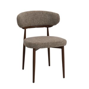 DÉJA Living Eetkamerstoel Milan – Taupe/Walnoot Stof – Set van 2