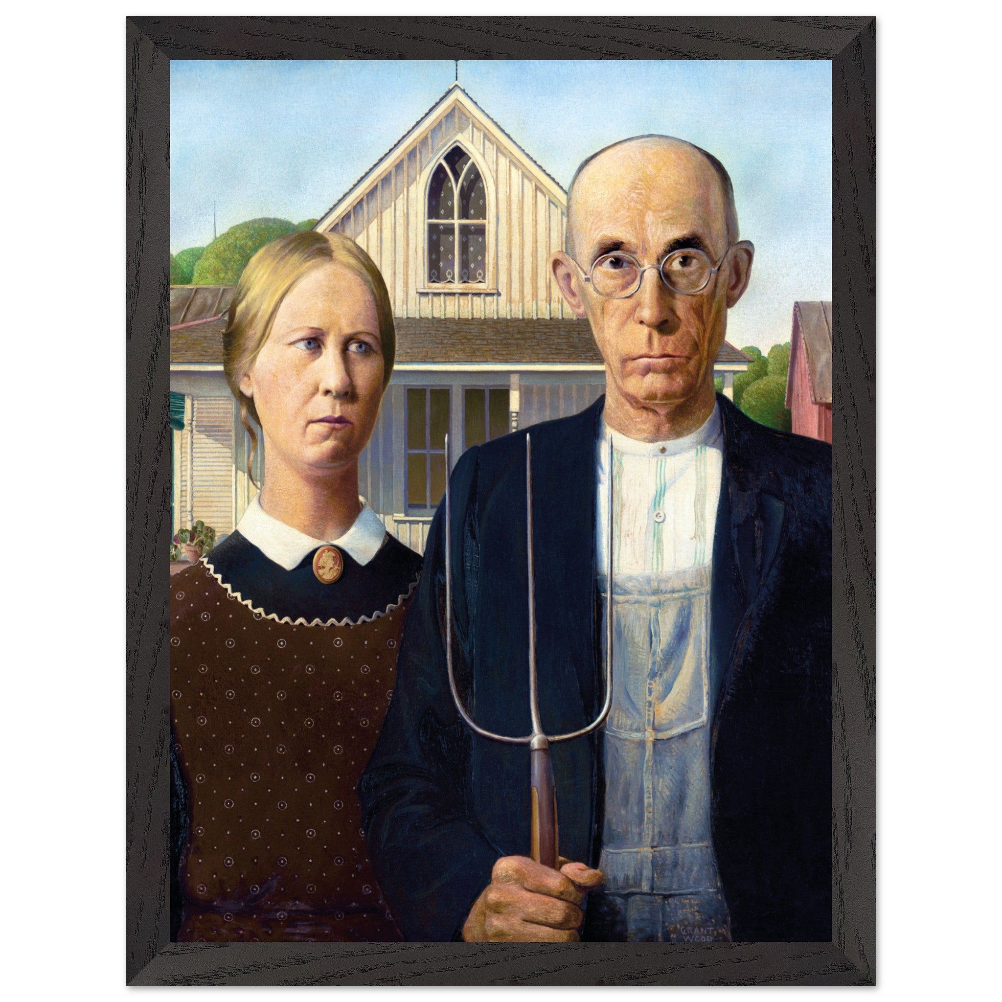 Artfulprints Poster met Lijst Grant Wood - American gothic - 30x40 cm