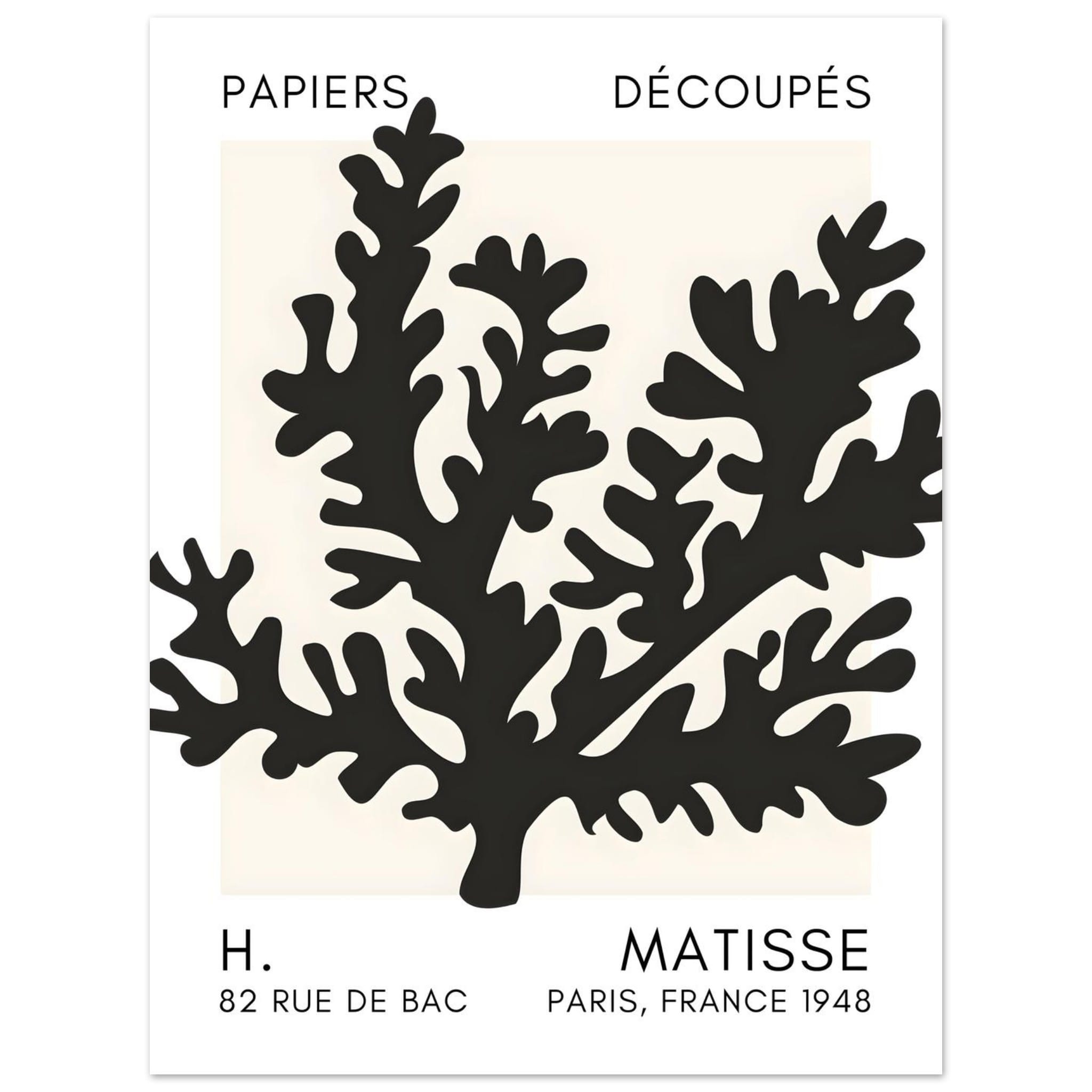 Artfulprints Poster Matisse – Aqua bloom black - 30x40 cm - Zwart