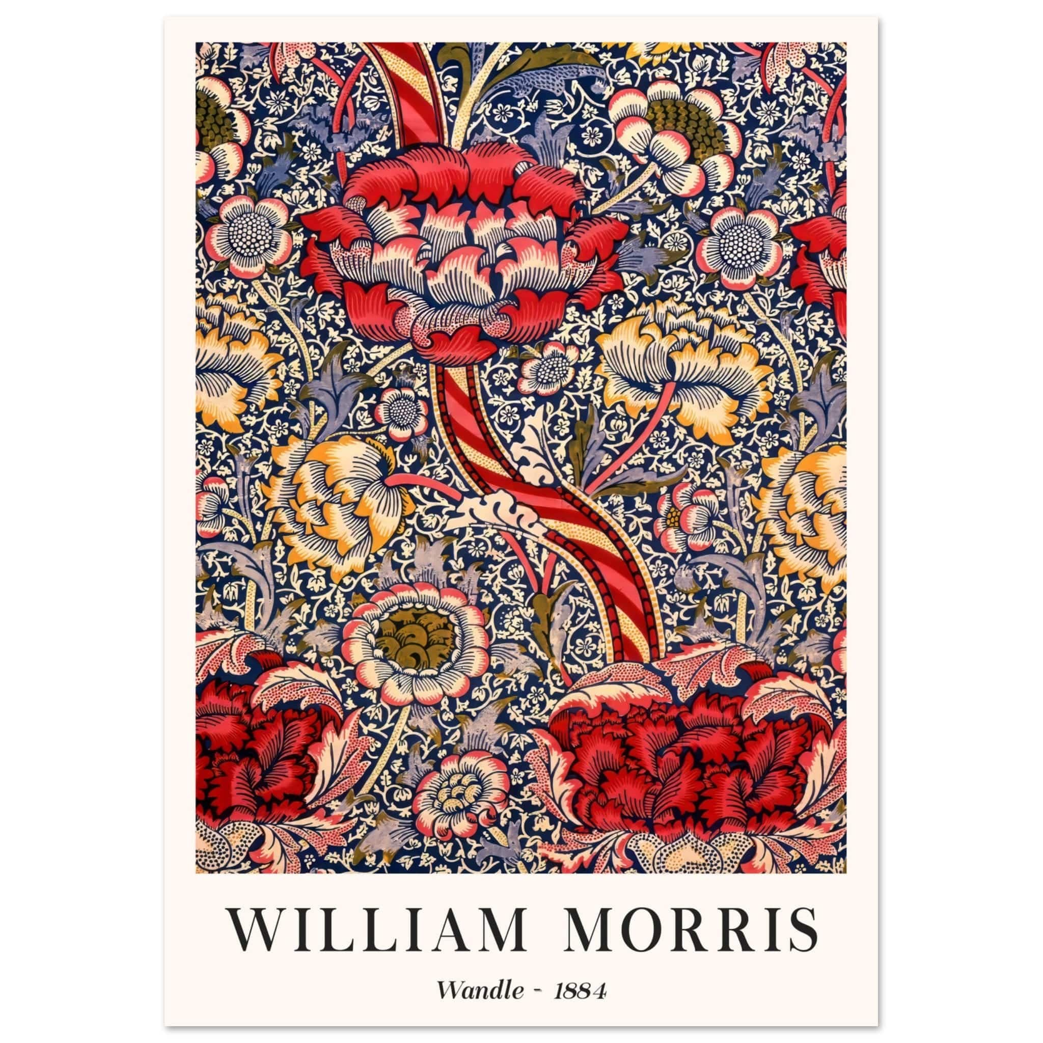 Artfulprints Poster William Morris - Wandle - A4 21x29.7 cm - Rood