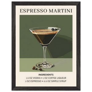 Artfulprints Poster met Lijst Espresso Martini cocktail – Ingrediënten Artfulprints Poster met Lijst Espresso Martini cocktail – Ingrediënten