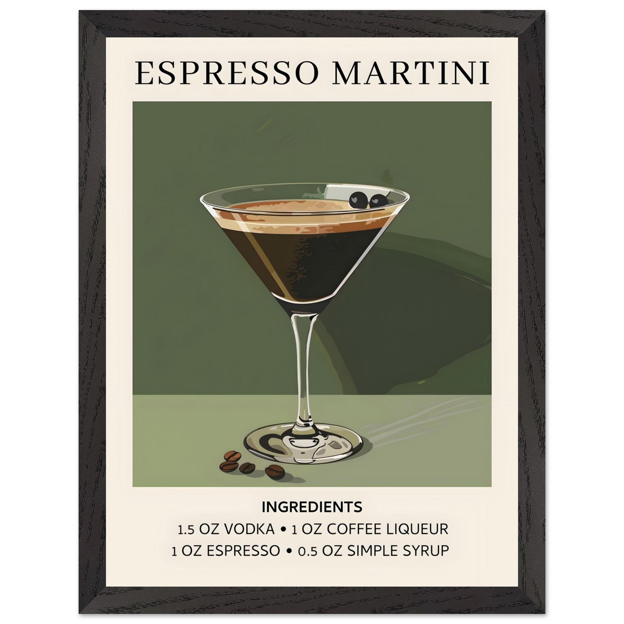 Artfulprints Poster met Lijst Espresso Martini cocktail - Ingrediënten