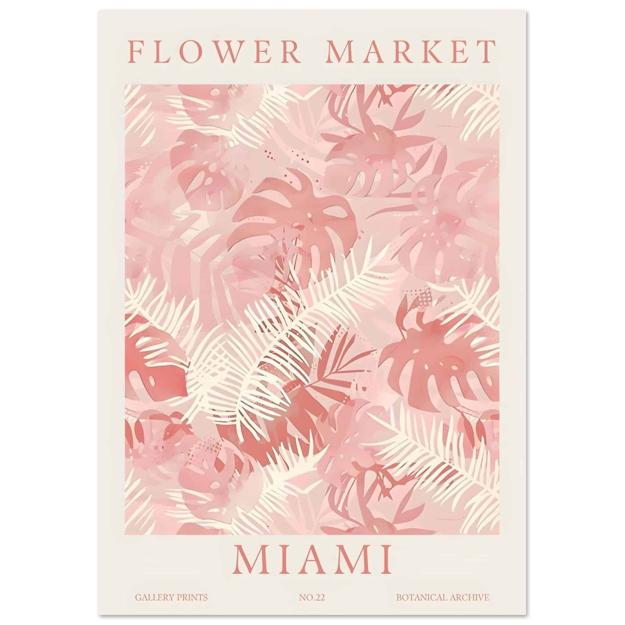 Artfulprints Poster Flower market - Miami - A4 21x29.7 cm - Roze