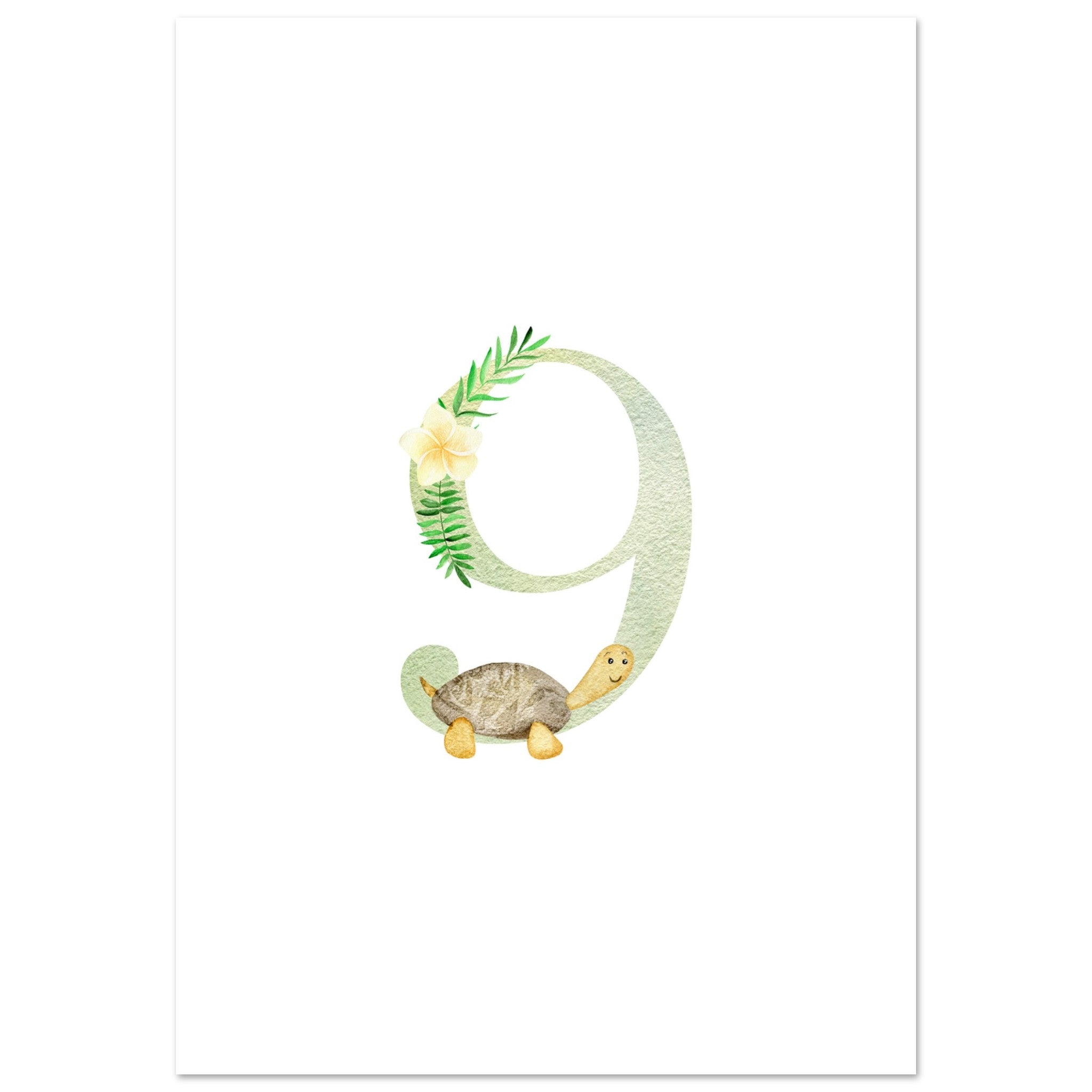 Artfulprints Poster Cijfer 9 kinderkamer - 70x100 cm - Meerkleurig