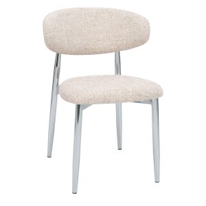 DÉJA Living Eetkamerstoel Skara – Beige/Chrome – Set van 2 DÉJA Living Eetkamerstoel Skara – Beige/Chrome – Set van 2