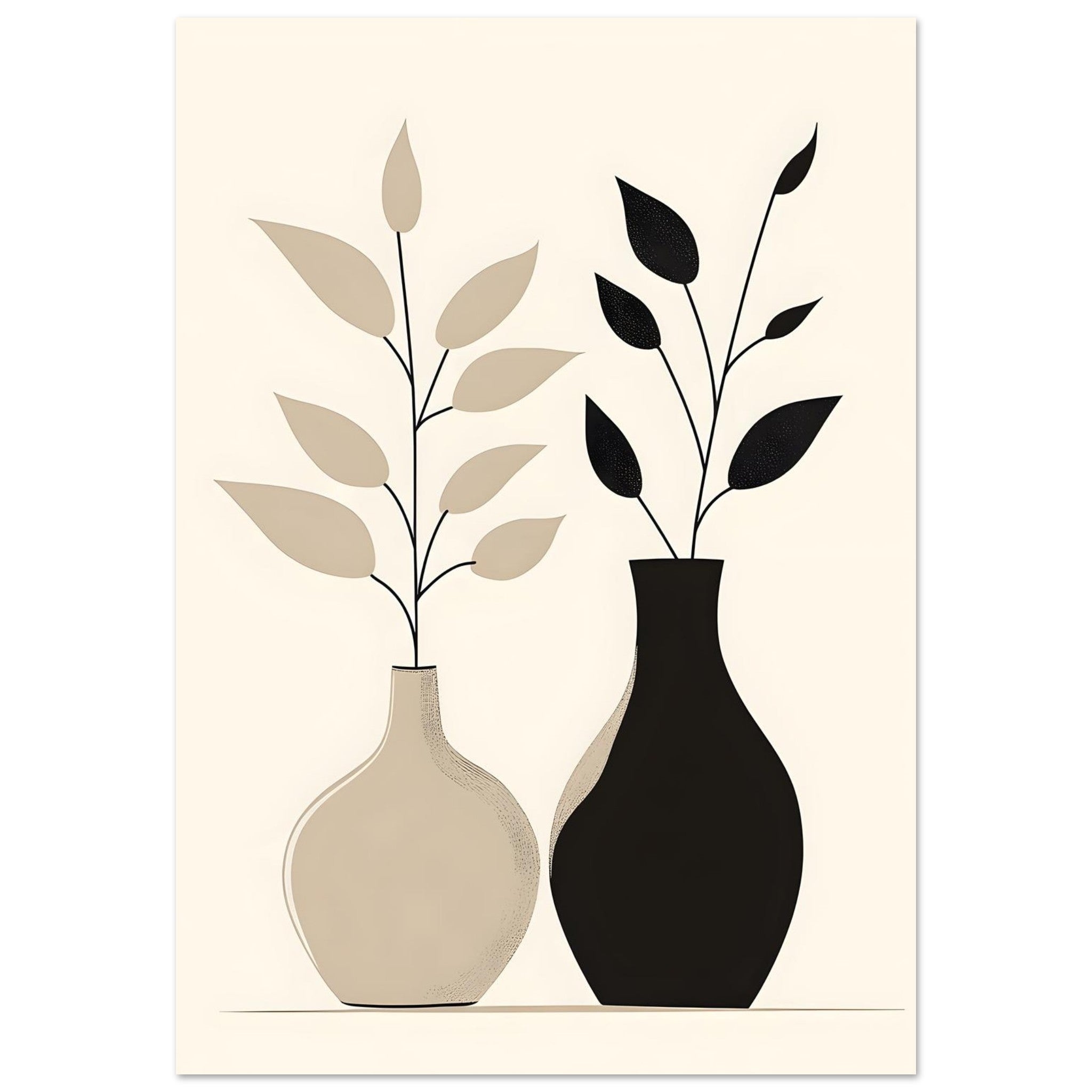 Artfulprints Poster Boho – Dual vase - 70x100 cm - Zwart / Wit