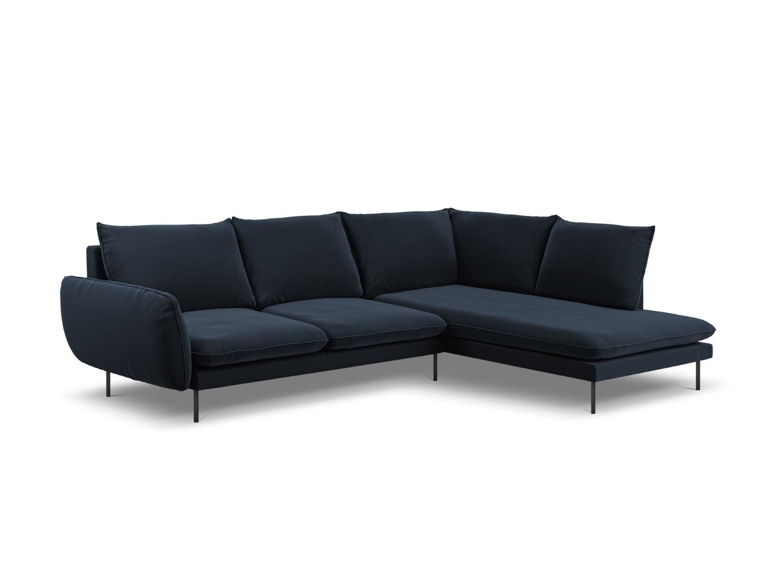 Cosmopolitan Design rechter hoekbank Vienna 6-zits, flueel, donkerblau