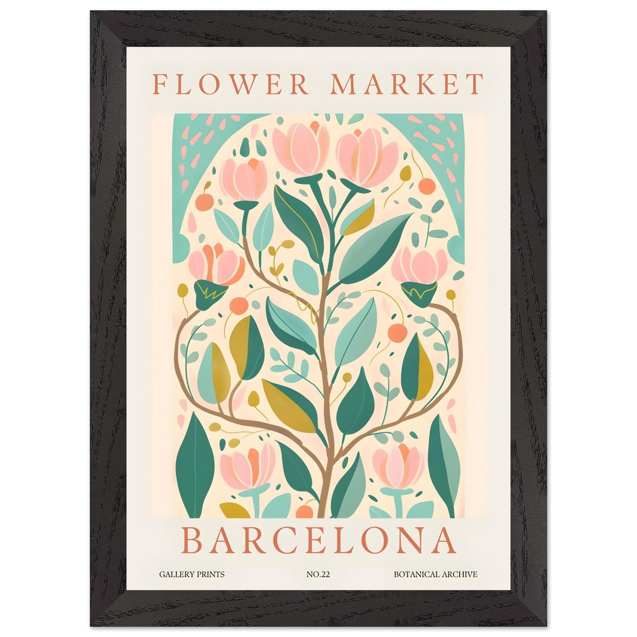 Artfulprints Poster met Lijst Flower market - Barcelona - A4 21x29.7 c