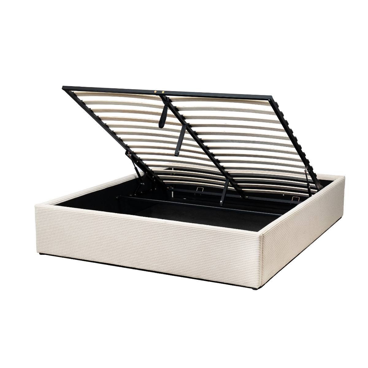 CALICOSY - Opbergbed bekleed met fluweel ROMY - Beige - 170x214x36,5 c