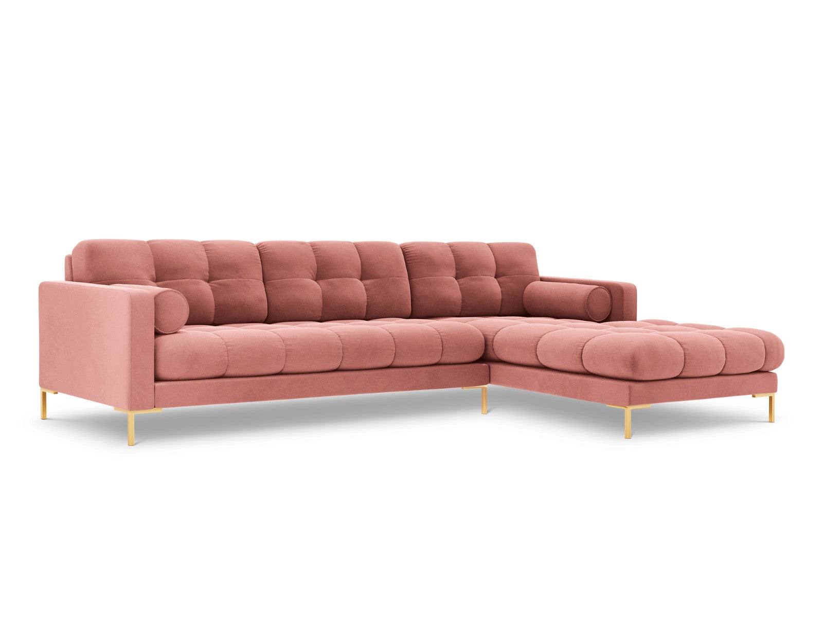 Cosmopolitan Design rechter hoekbank Bali 5-zits, flueel, roze - 185x2