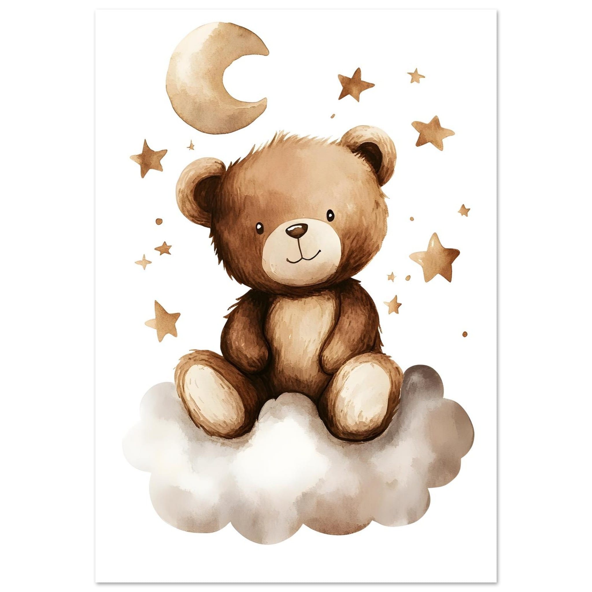 Artfulprints Poster Beertje in dromenland - 70x100 cm - Bruin