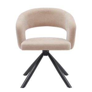 DÉJA Living Eetkamerstoel Elle – Stof/Metaal – Taupe – Set van 2