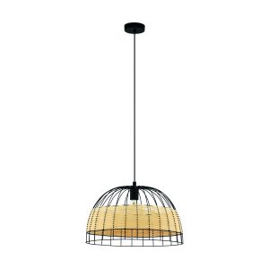 EGLO hanglamp Anwick – e27 – ø 50 cm – zwart/rotan EGLO hanglamp Anwick – e27 – ø 50 cm – zwart/rotan