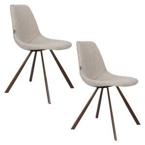 Dutchbone Franky Eetkamerstoelen Bouclé Beige – Set van 2 Dutchbone Franky Eetkamerstoelen Bouclé Beige – Set van 2