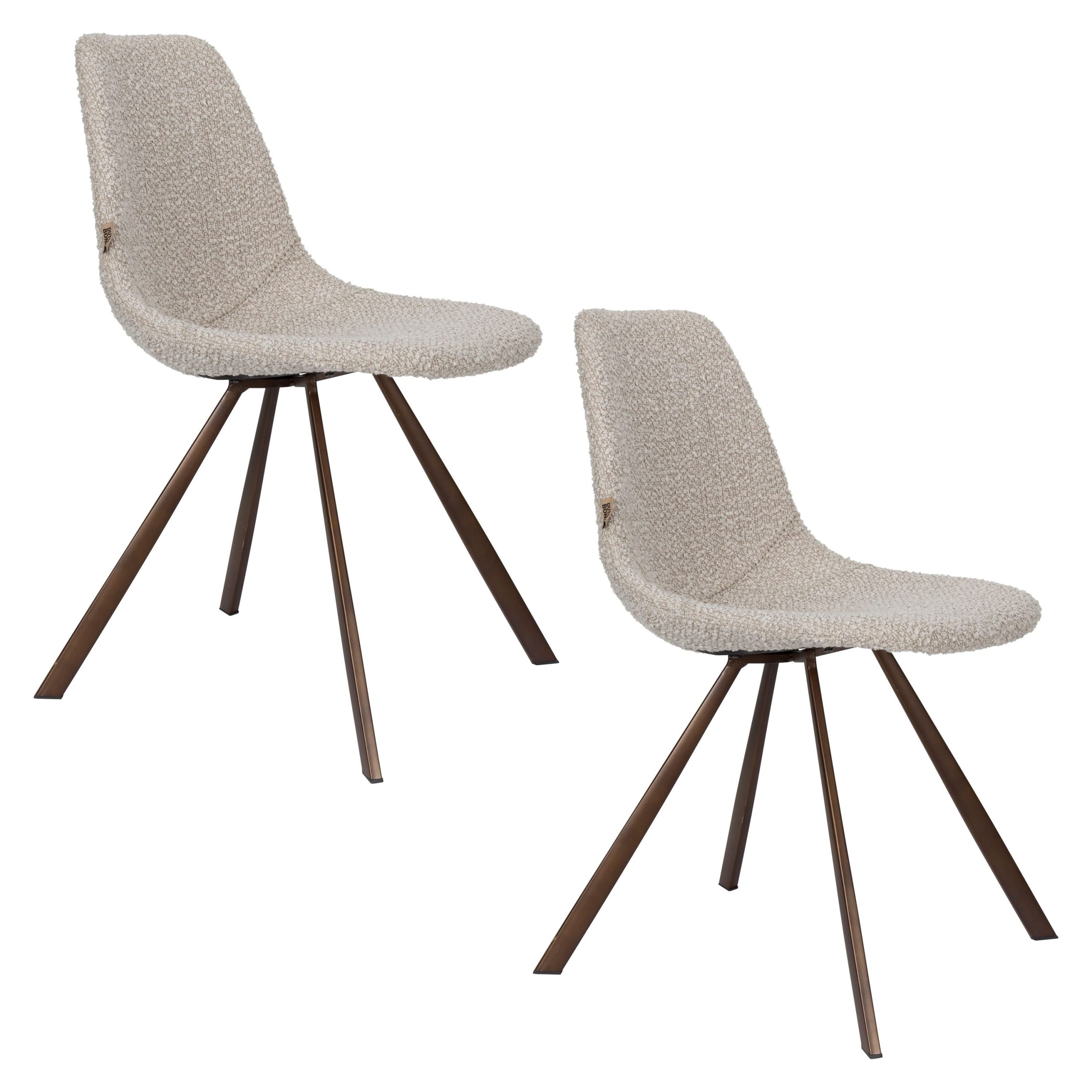 Dutchbone Franky Eetkamerstoelen Bouclé Beige - Set van 2