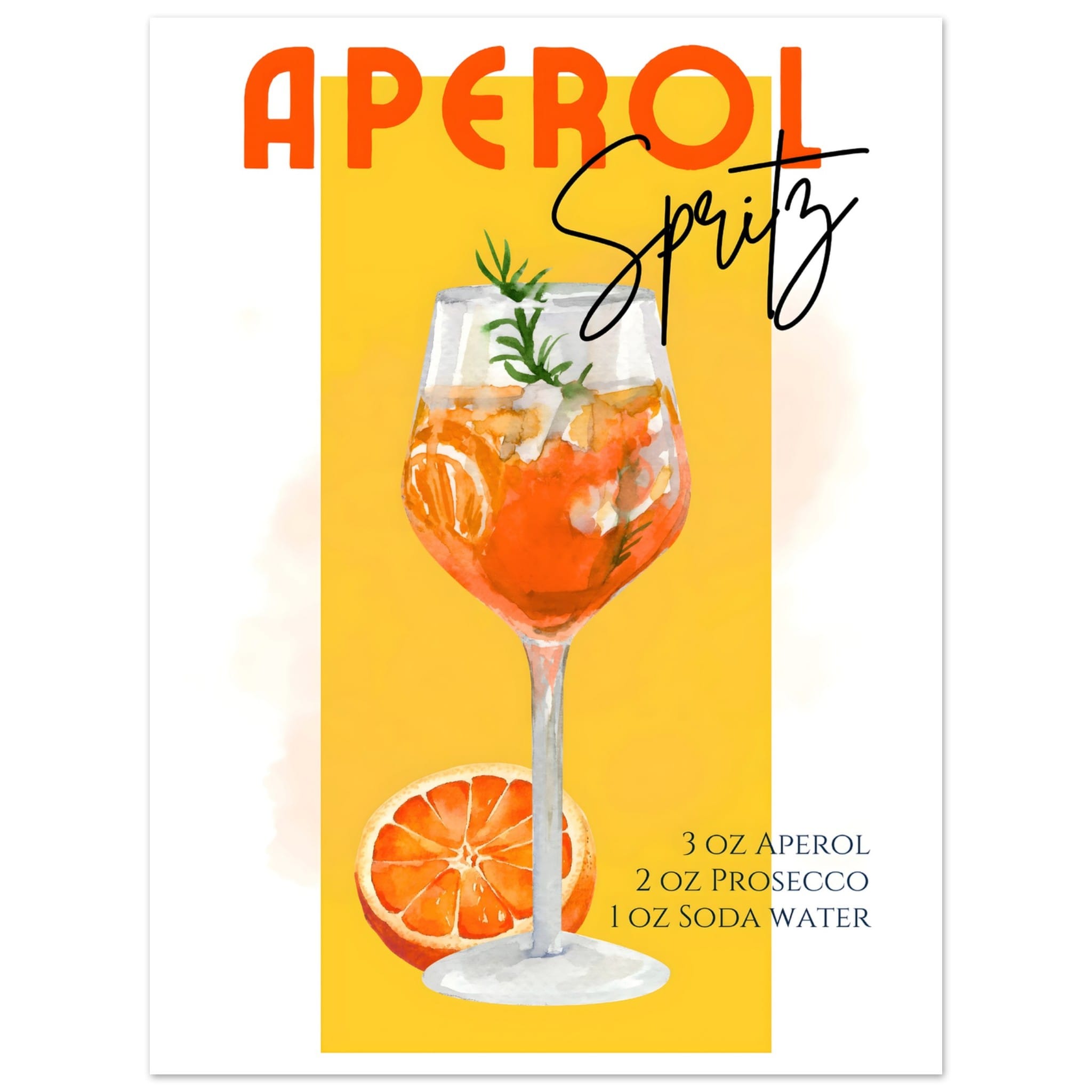 Artfulprints Poster Aperol Spritz - Yellow - 30x40 cm - Geel