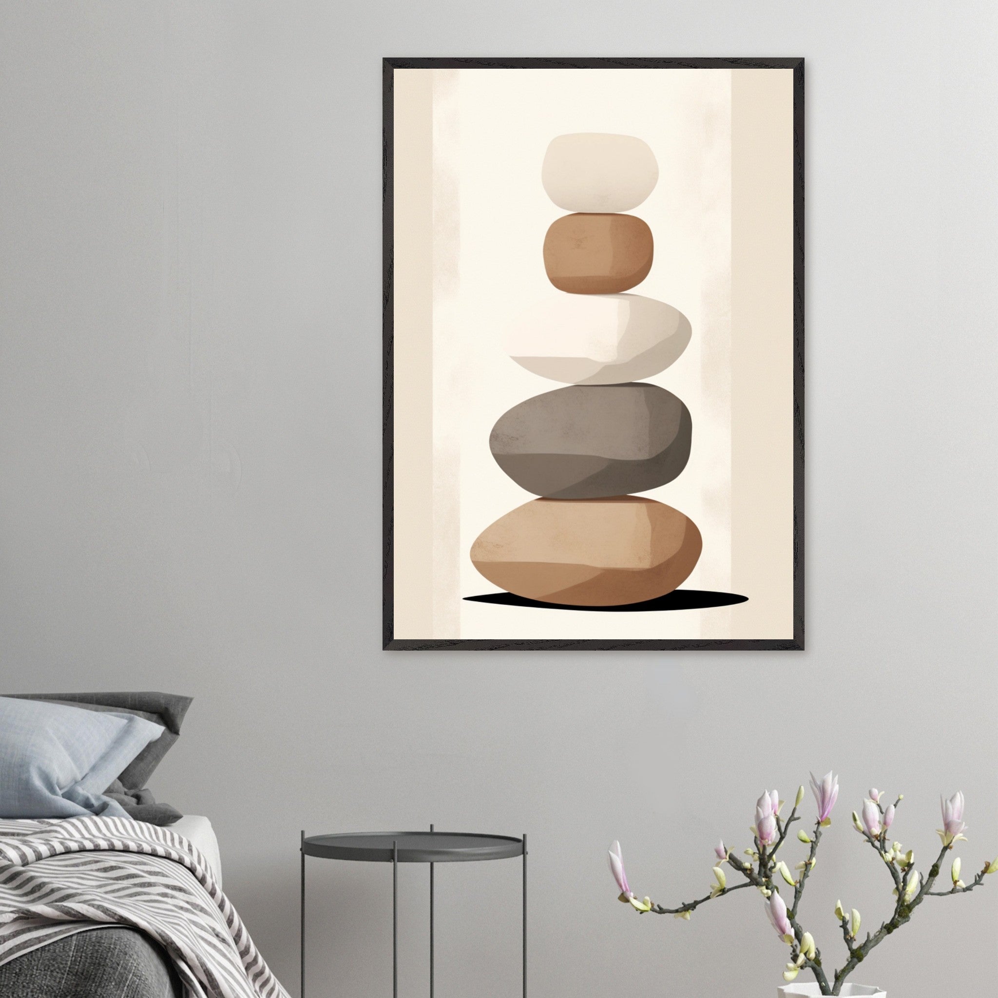 Artfulprints Poster Stacked stones - 70x100 cm - Taupe