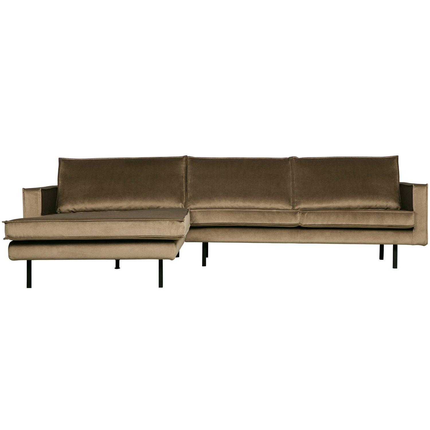 WOOOD chaise longue links Rodeo - Velvet - Taupe - 85x300x86/155