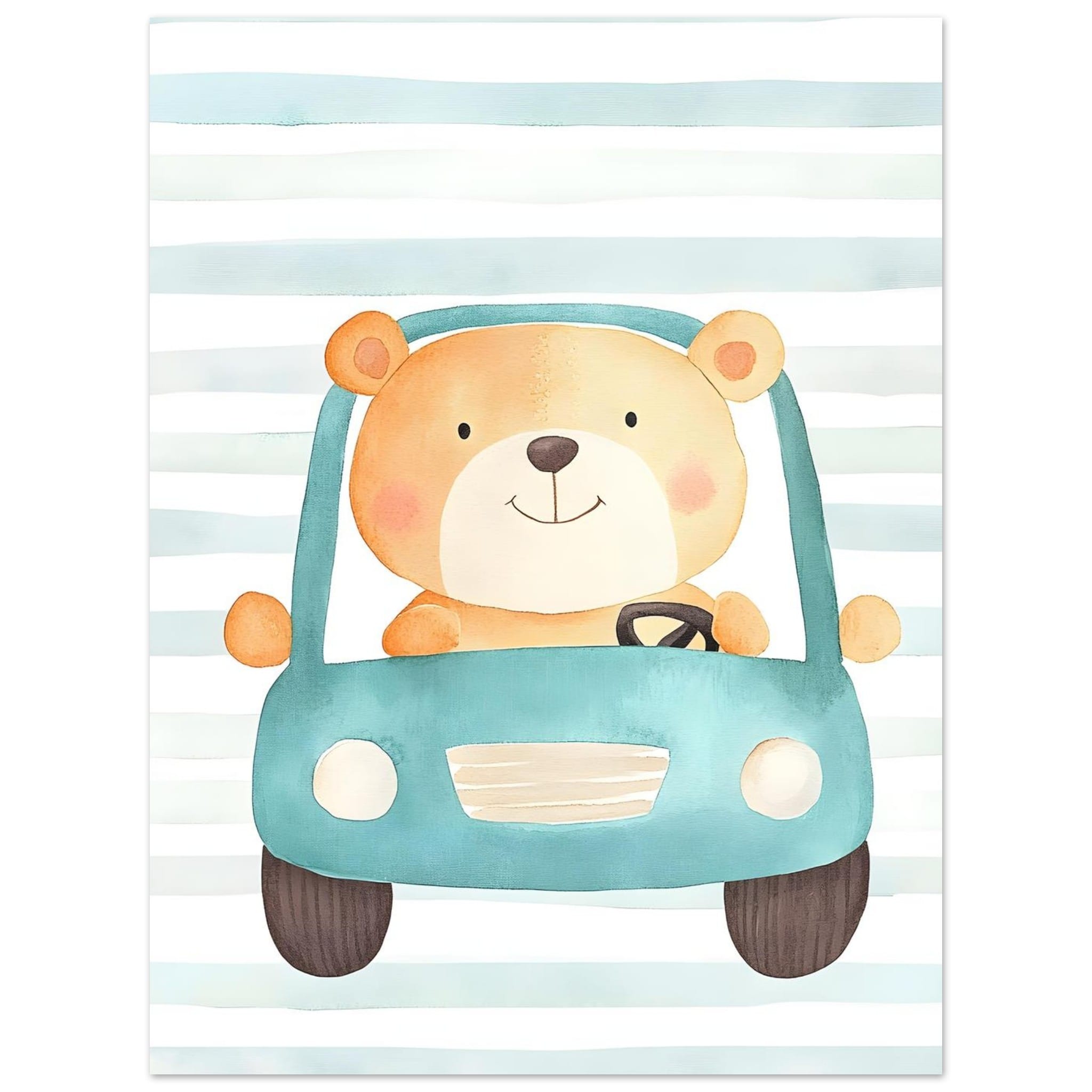 Artfulprints Poster Beer op reis - 30x40 cm - Blauw