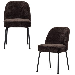 WOOOD eetkamerstoelen Vogue – Polyester – Donkerbruin – Set van 2