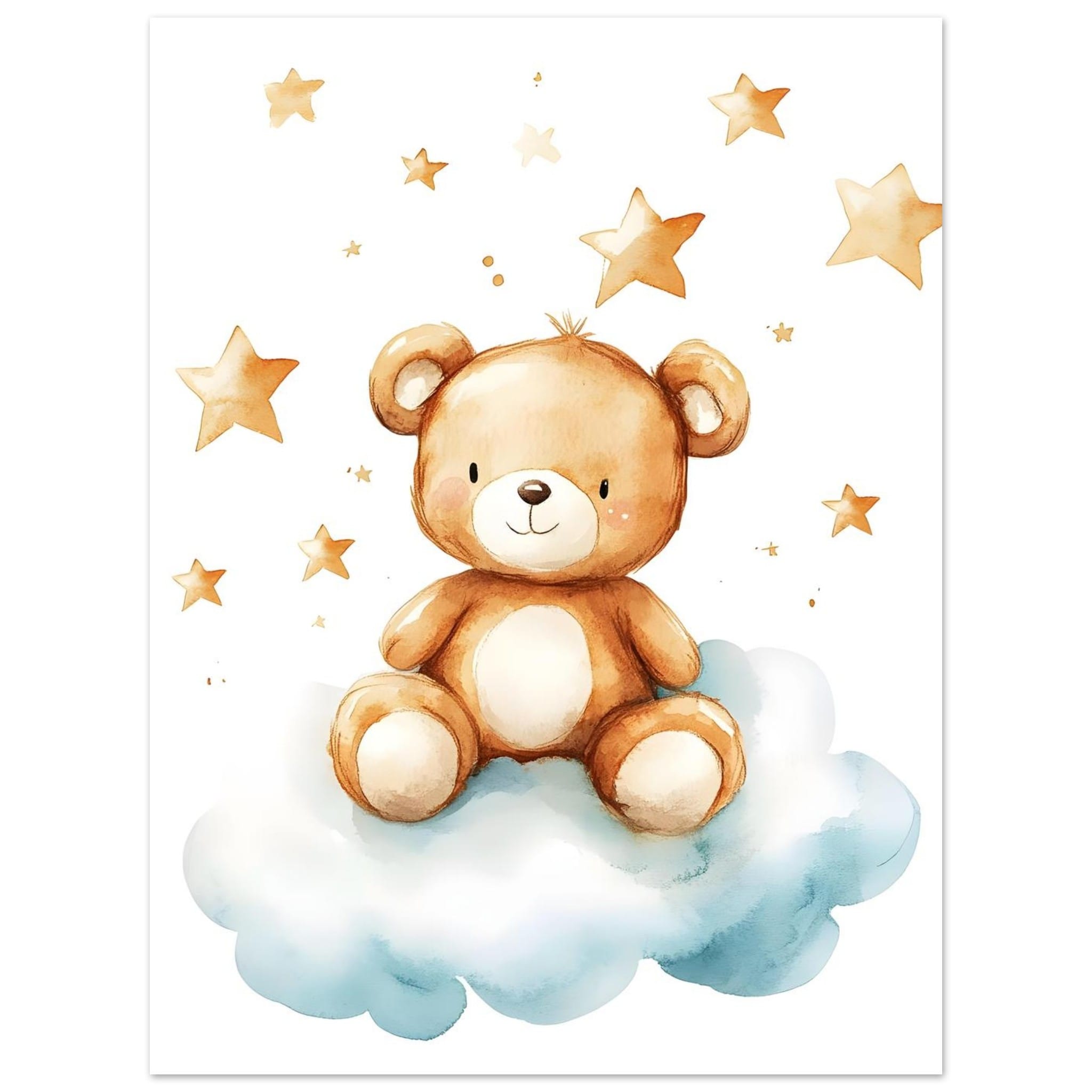 Artfulprints Poster Knuffelbeer in de sterren - 30x40 cm - Bruin