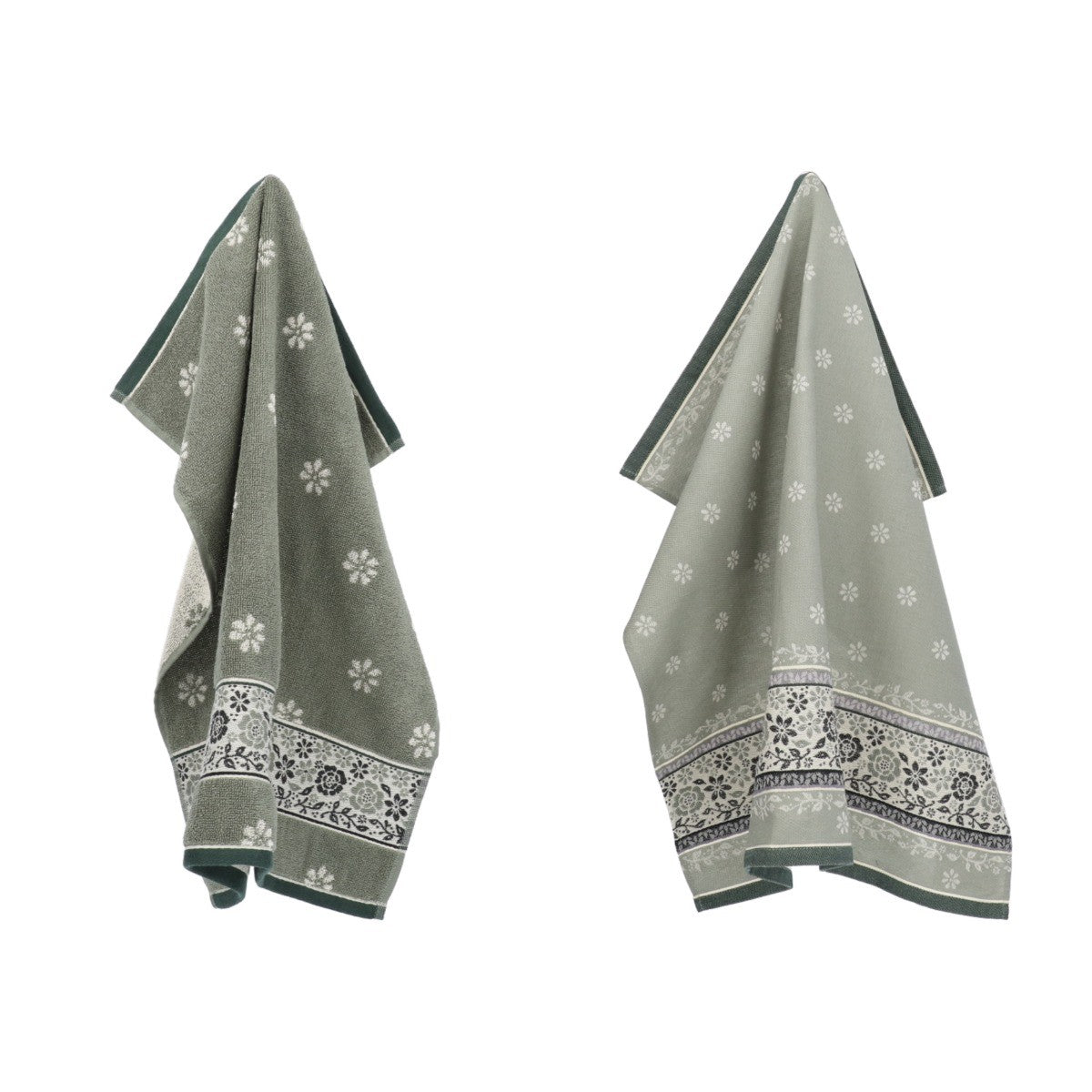 Luxe Keukendoek en Theedoek Belle Fleur Donkergroen - Bunzlau Castle -