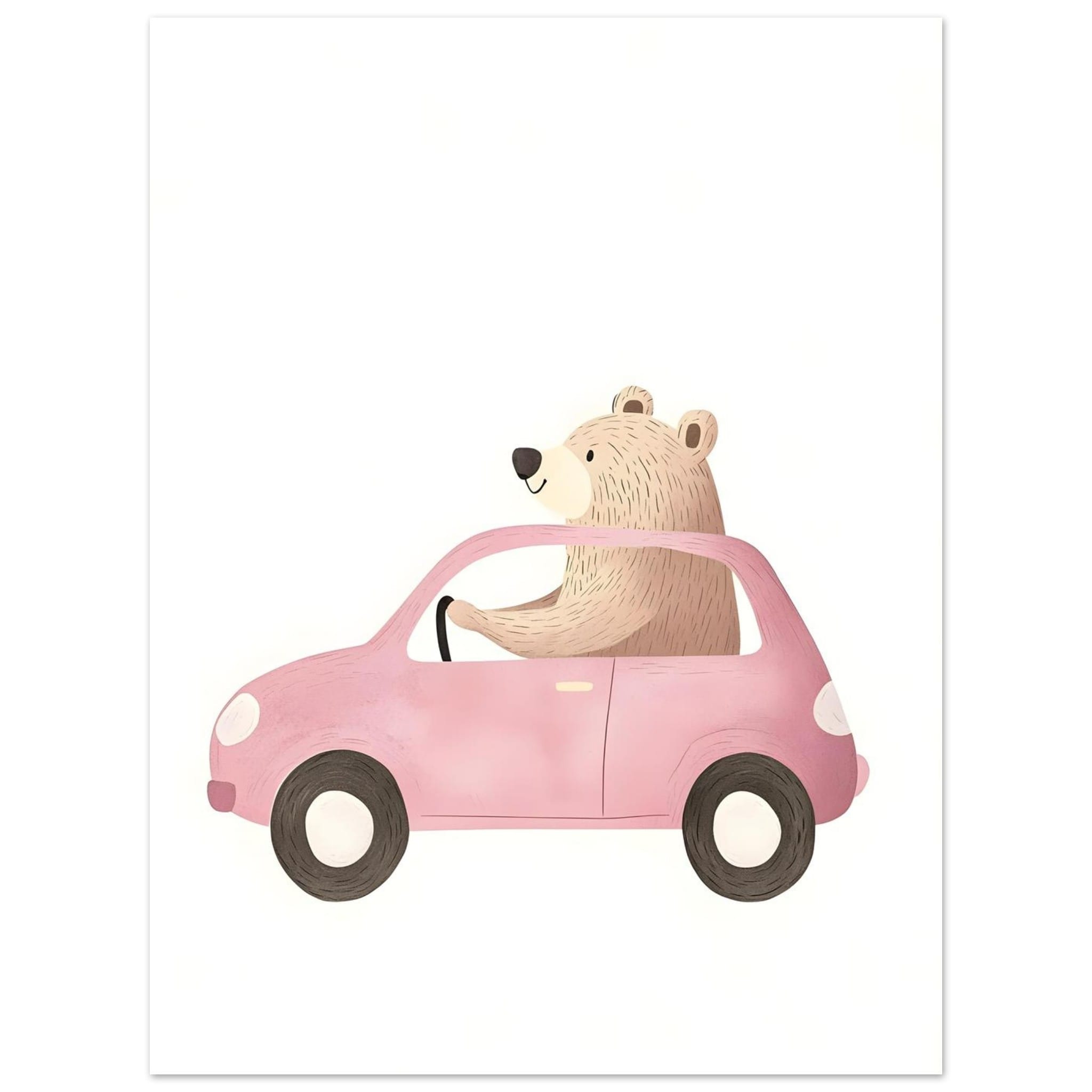 Artfulprints Poster Avontuur op wielen - 30x40 cm - Roze
