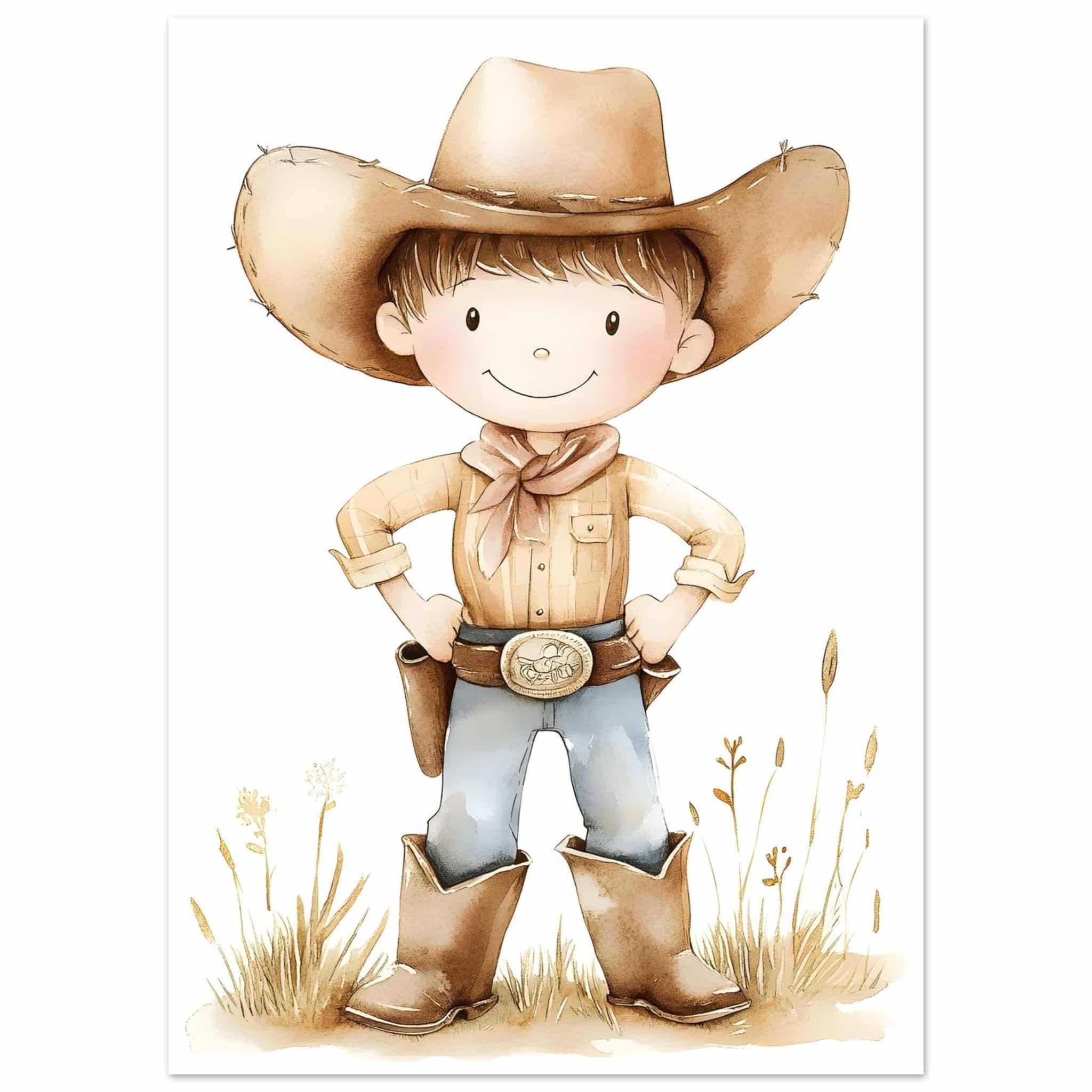 Artfulprints Poster Avontuurlijke cowboy - 50x70 cm - Bruin