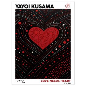 Artfulprints Poster Yayoi Kusama – Love needs heart – 30×40 cm – Zwart Artfulprints Poster Yayoi Kusama – Love needs heart – 30×40 cm – Zwart