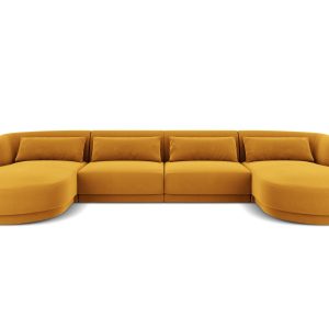 Cosmopolitan Design Panoramische bank Tulum 5-zits, flueel, geel – 156 Cosmopolitan Design Panoramische bank Tulum 5-zits, flueel, geel – 156