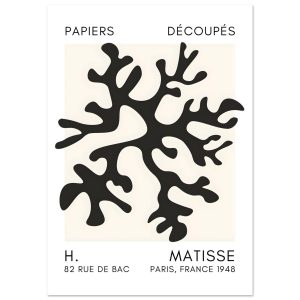 Artfulprints Poster Matisse – Dreamy coral flower black – A4 21×29.7 c Artfulprints Poster Matisse – Dreamy coral flower black – A4 21×29.7 c