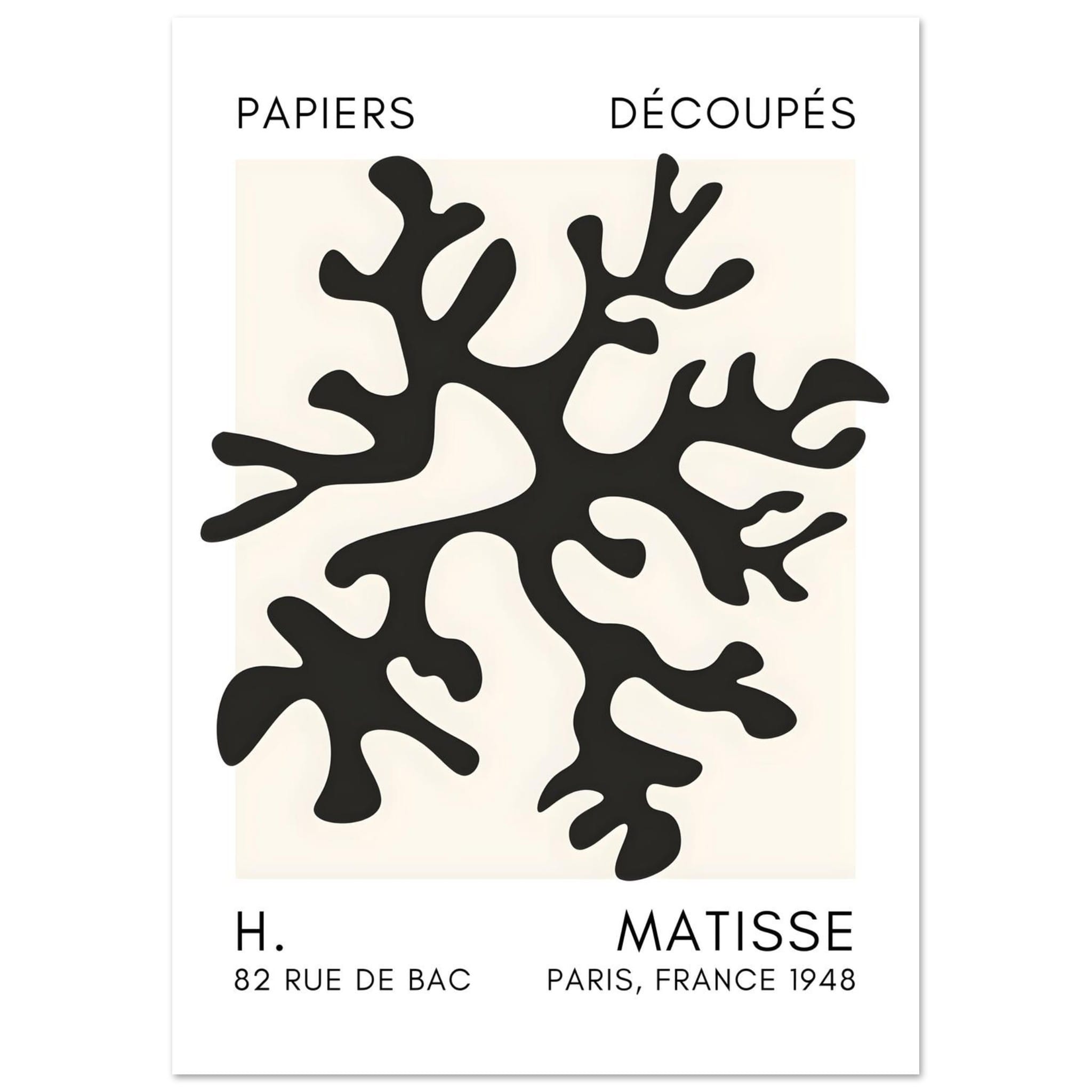 Artfulprints Poster Matisse – Dreamy coral flower black - A4 21x29.7 c