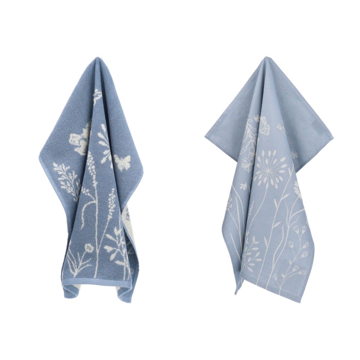 Luxe Keukendoek en Theedoek Wild Flowers Grijs Blauw - Bunzlau Castle