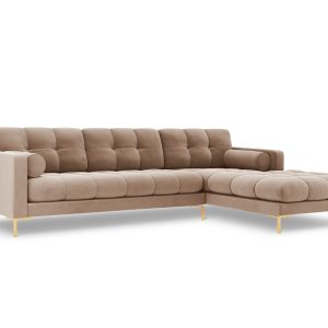 Cosmopolitan Design rechter hoekbank Bali 5-zits, flueel, beige – 185x Cosmopolitan Design rechter hoekbank Bali 5-zits, flueel, beige – 185x